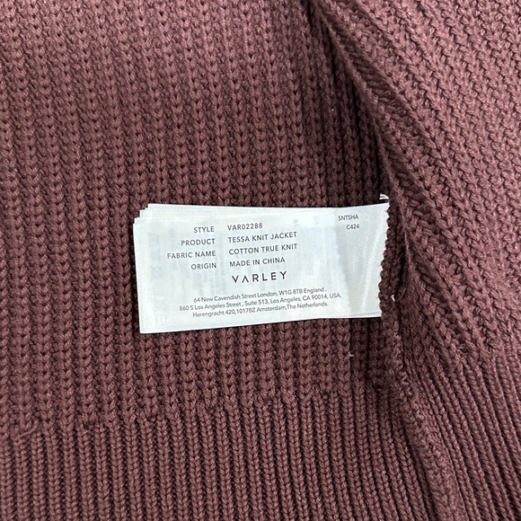 Varley Tessa Knit Zip-Up Jacket Sweater in Rich Brown - Picture 5 of 6